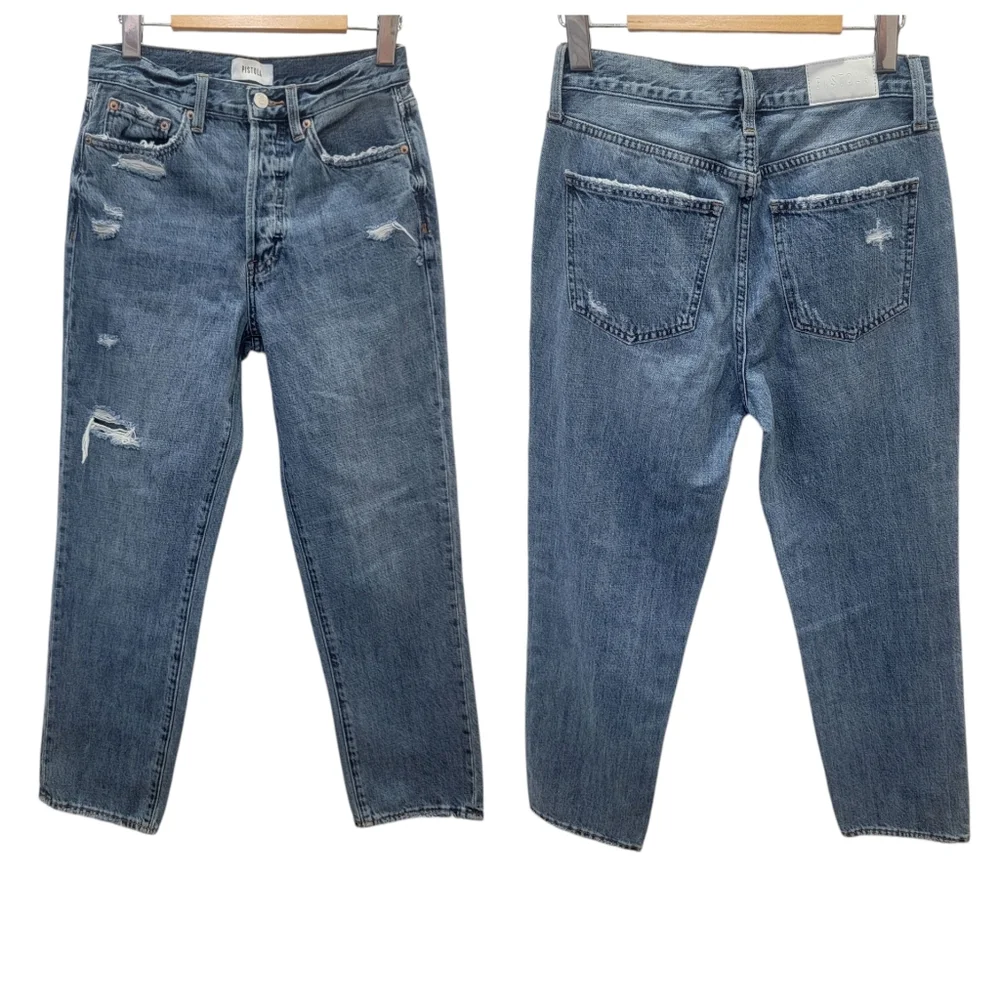 Pistola Charlie High Rise Straight Leg Ankle Length Button Fly Denim Wom… - Picture 15 of 16